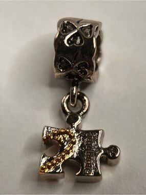 PUGSTER® Silver/Pewter w/ Gold Accent Daughter/Love CHARM For European Bracelet